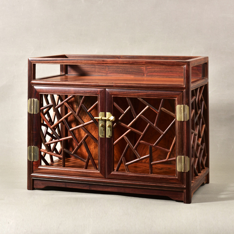 红木茶水柜办公室中式储茶柜架客厅家用小型实木独板大红酸枝茶柜