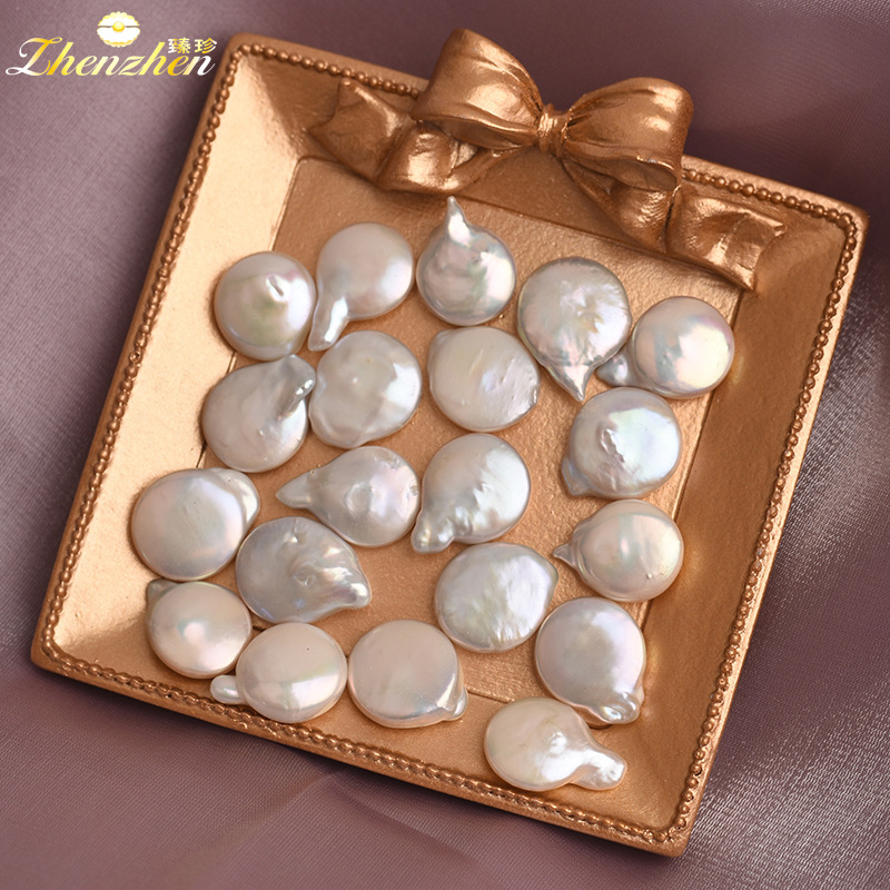 天然淡水巴洛克纽扣珍珠带尾巴 强光散珠饰品珍珠配件批发