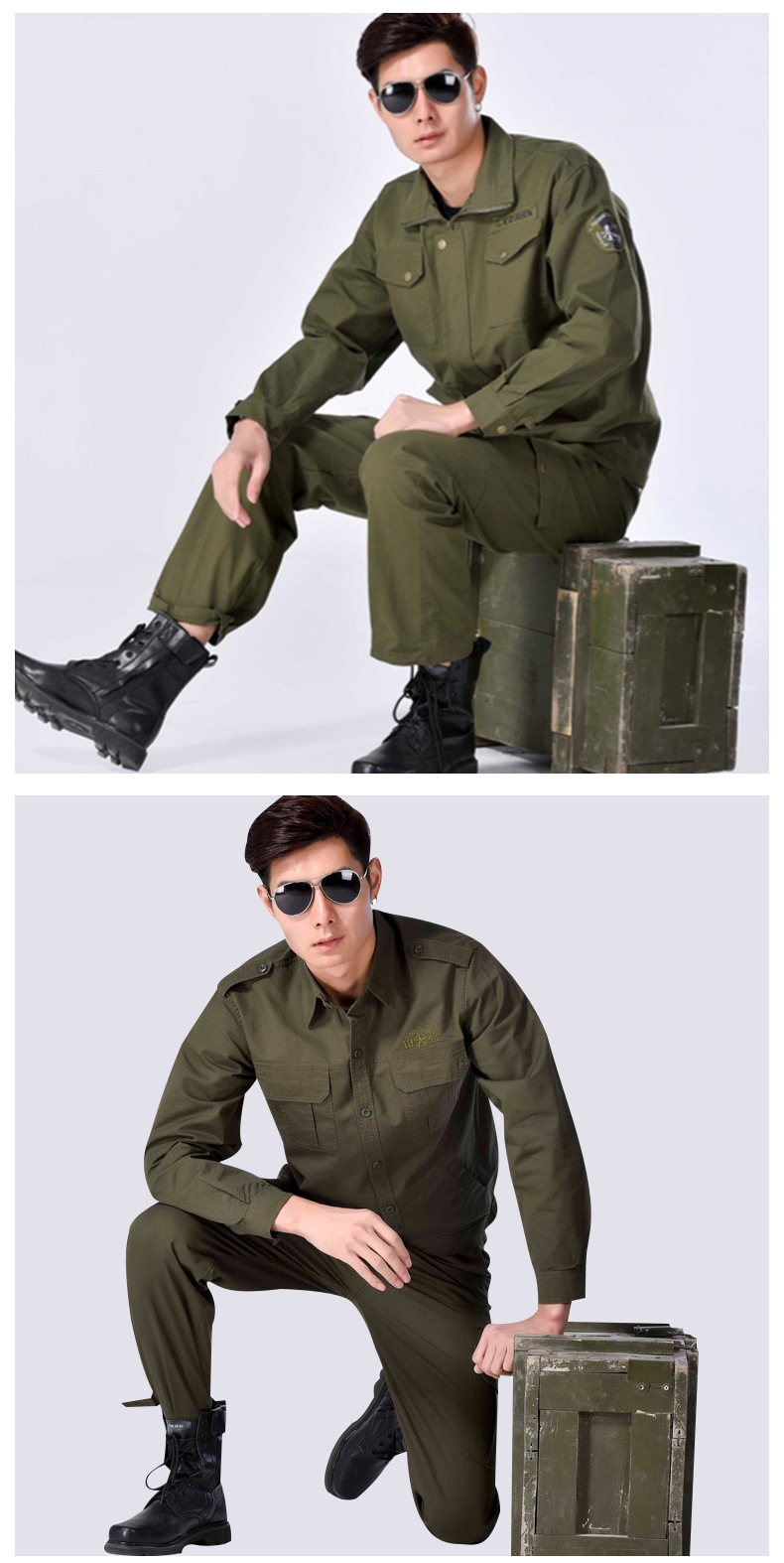新款春秋军绿色水洗棉工作服套装男加厚作训服迷彩服厂家批发电焊