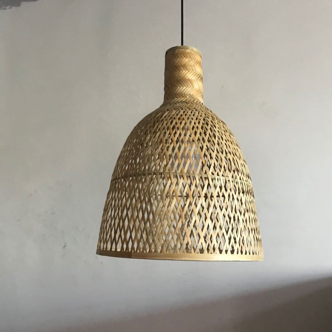 竹艺竹编灯新中式禅意茶室民宿手工编织竹篾酒杯灯罩复古餐厅吊灯