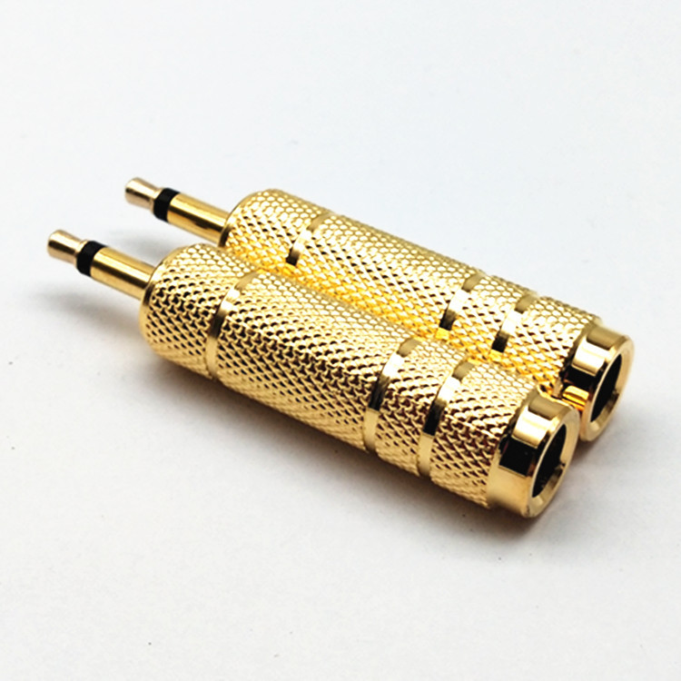 镀金音频转换头3.5公转6.5母电脑音频接口6.5母头转3.5公头单声道