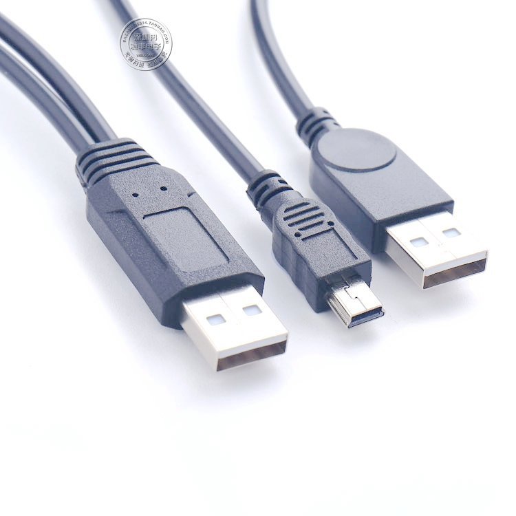 0接移动硬盘数据线usb数据供电线2a对5p