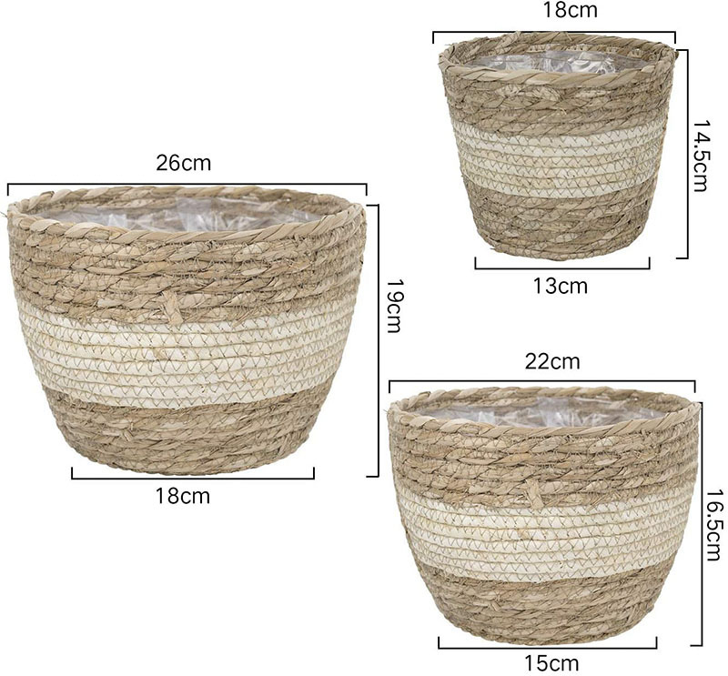Straw Woven Flower Pot Frame Planting Basket Woven Rattan Natural Seaweed Floor Home Indoor and Outdoor Plants Flower Pot Coats