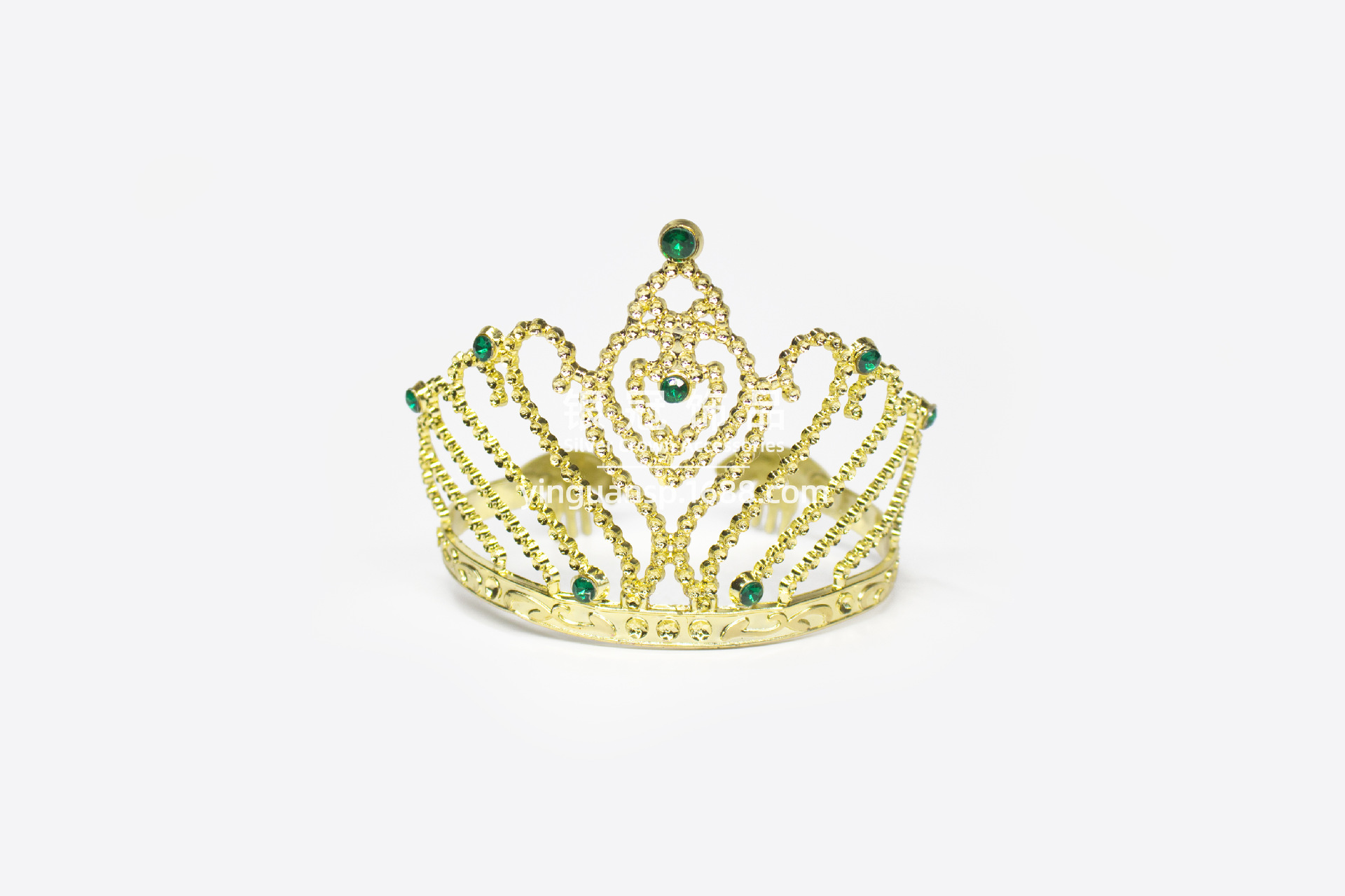 【皇冠厂家】塑料电镀金色画点钻爱心桃心少女儿童公主节日皇冠