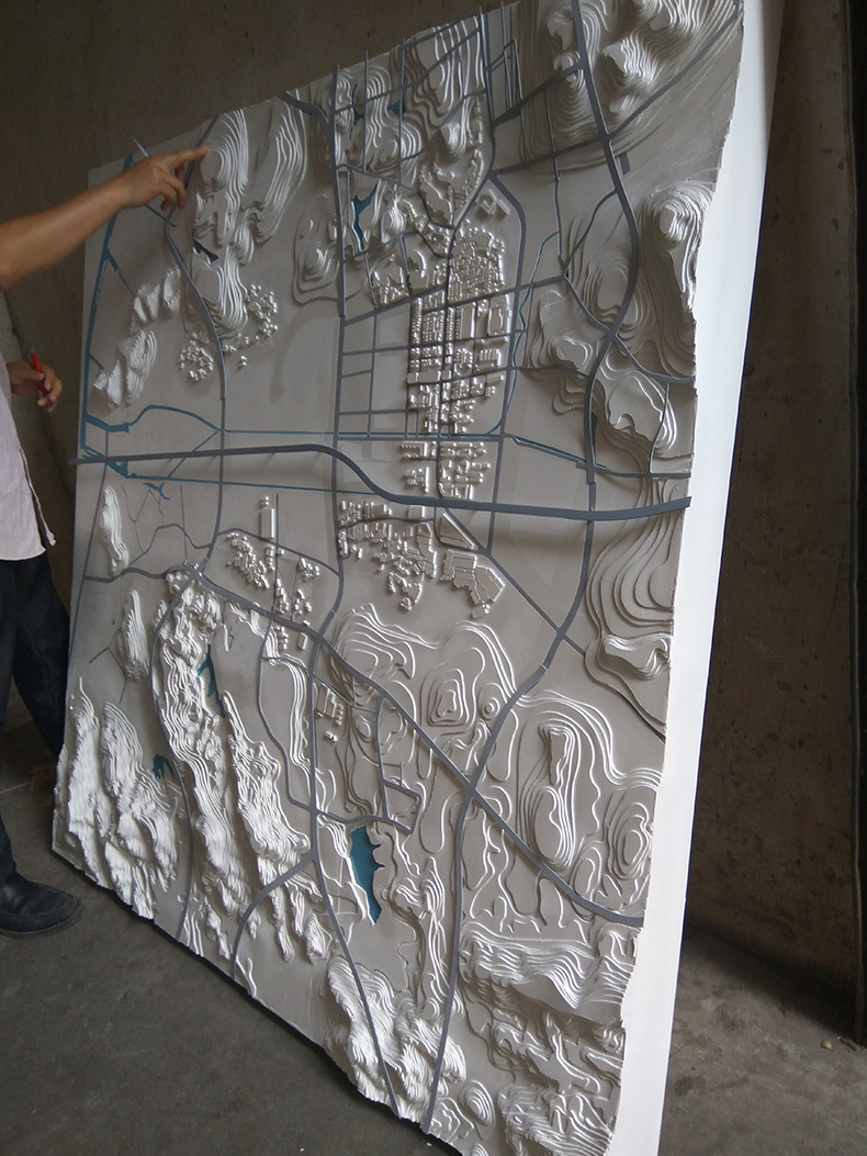 投影素模沙盘广州地形白模 立体壁挂式区域规划沙盘展示 来图定制