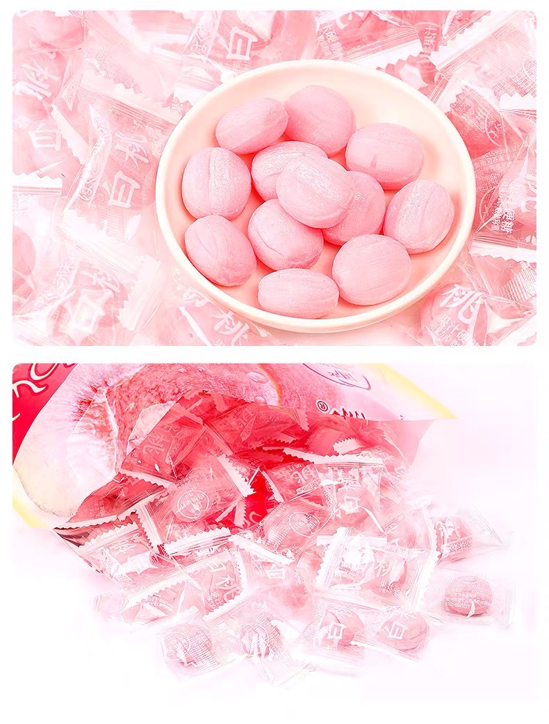 白桃糖白桃果汁硬糖网红水果糖结婚喜庆喜糖节日零食糖果100g
