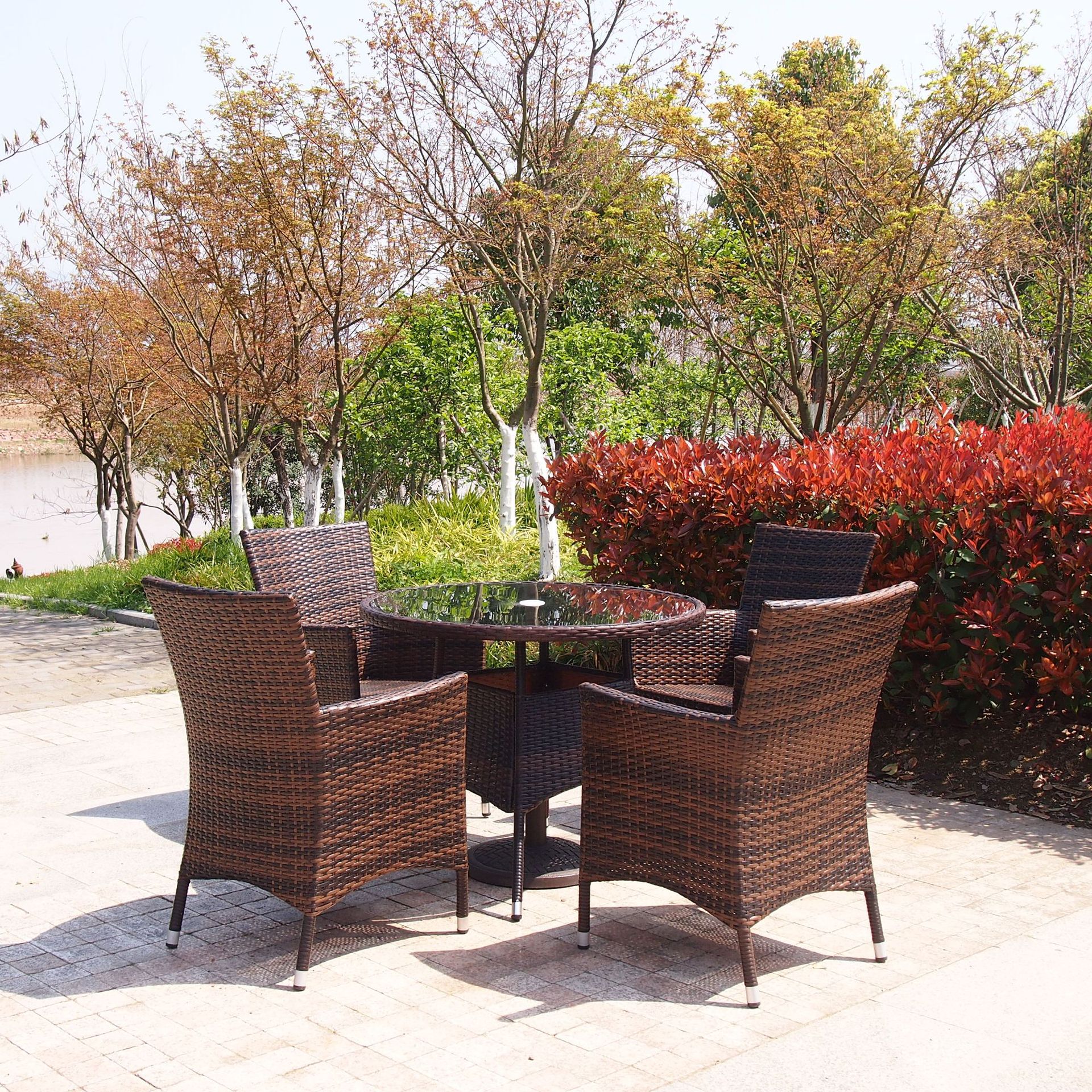 户外桌椅藤椅组合庭院花园咖啡厅桌椅奶茶店藤编全包椅家具套装