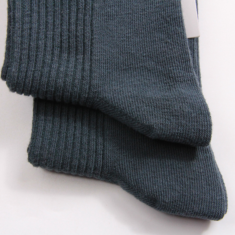 东北男袜 秋冬季中厚款保暖竖条纯色复古200针男士棉袜子无骨缝合