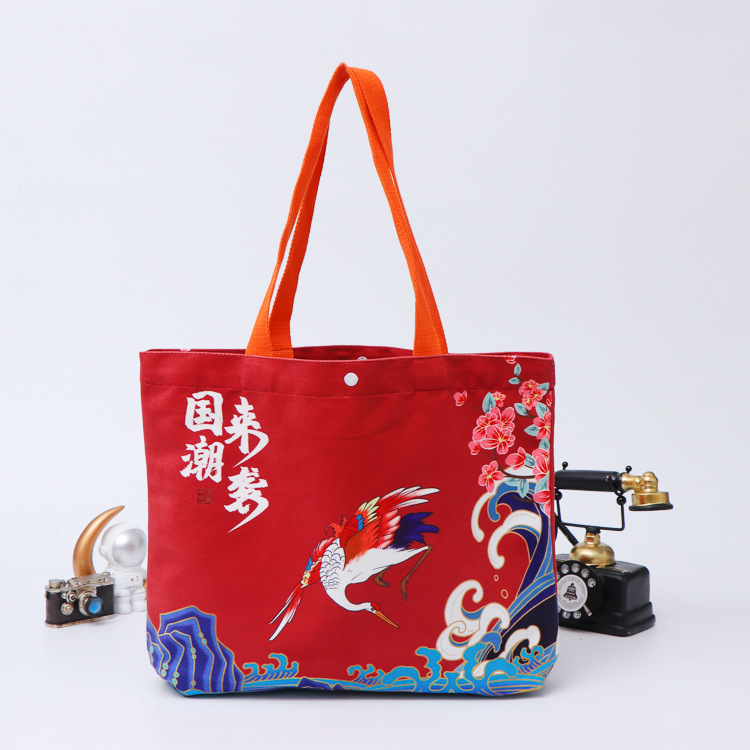 现货国潮满版帆布袋购物袋学生礼品袋