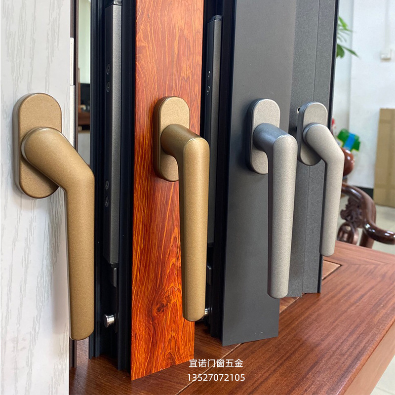 生产方轴执手断桥门窗配件 氟碳喷涂把手 平开窗好博窗纱一体执手