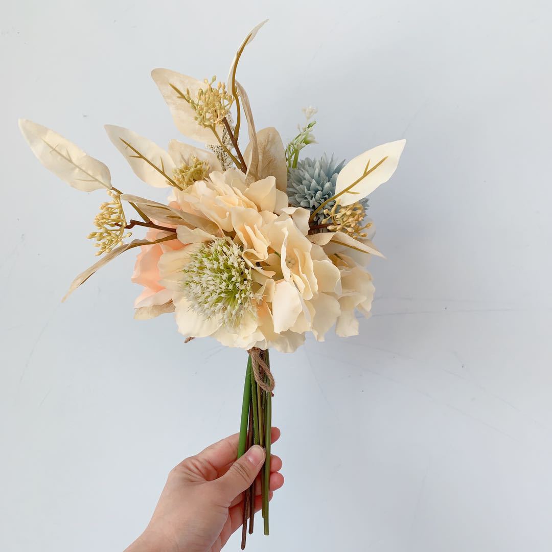 m145 温馨米白色手札花束 仿真花绢花假花批发欧式亚马逊货源