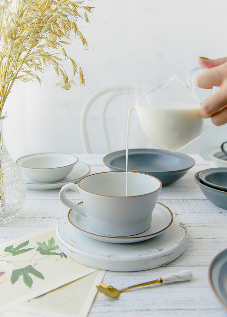 池小熙 日式哑光磨砂餐具甜品ins风陶瓷餐盘平盘碗蛋糕碟子纯色碗