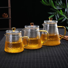 厂家批发高硼硅玻璃锤纹茶壶耐高温泡茶壶过滤家用花茶壶冲茶器