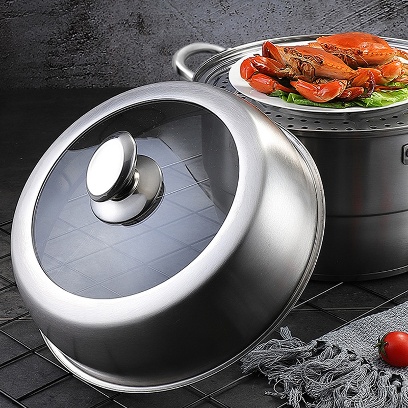 304 Steamer Food Grade Wholesale Multi-Layer Double-Layer Large Capacity Pot for Steaming Fish Household Thickened Three-Layer Stainless Steel Steamer