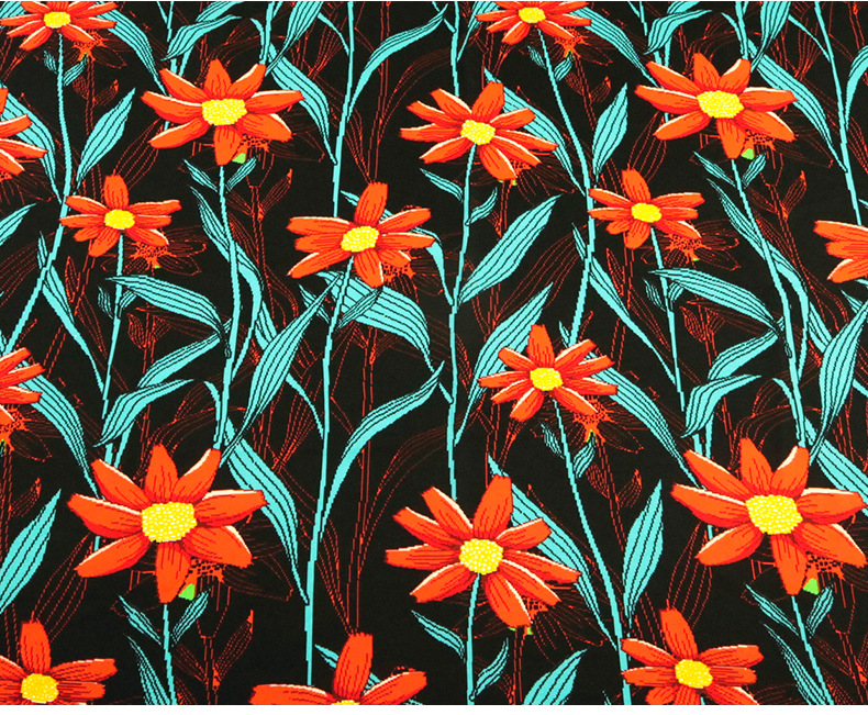 仿真丝印花面料锦丽丝夏日向日葵印花布 春秋女装连衣裙衬衫衣料