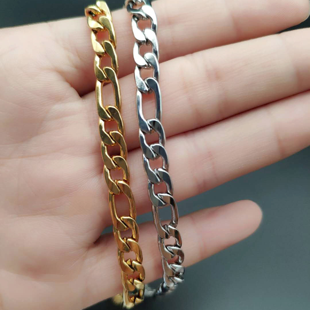 亚马逊跨境货源不锈钢费加罗链条 3:1nk链项链尺寸颜色可定制