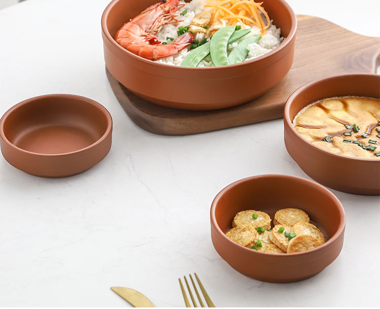 紫砂蒸饭碗 商用蒸菜钵头 蒸菜馆专用碗 紫砂蒸饭盅 蒸蛋钵仔粗陶