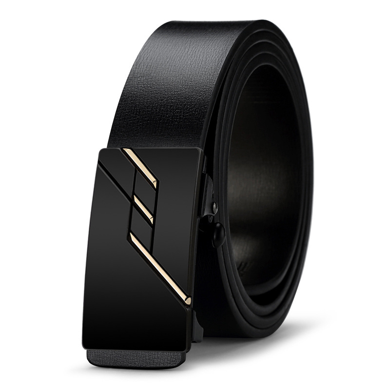 New Men's Leather Belt Automatic Leather Buckle Cowhide Business Belt Men's Casual Business Men's Pant Belt Men's Fashion