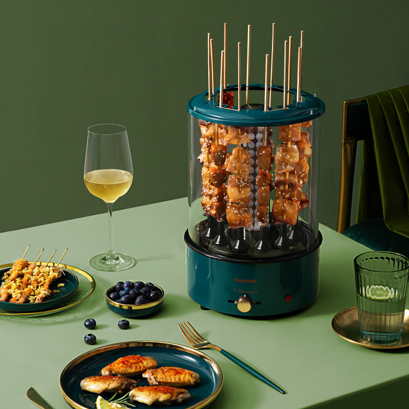 长虹烤串机家用小型自动旋转无烟烧烤机室内电烧烤炉迷你烤肉神器