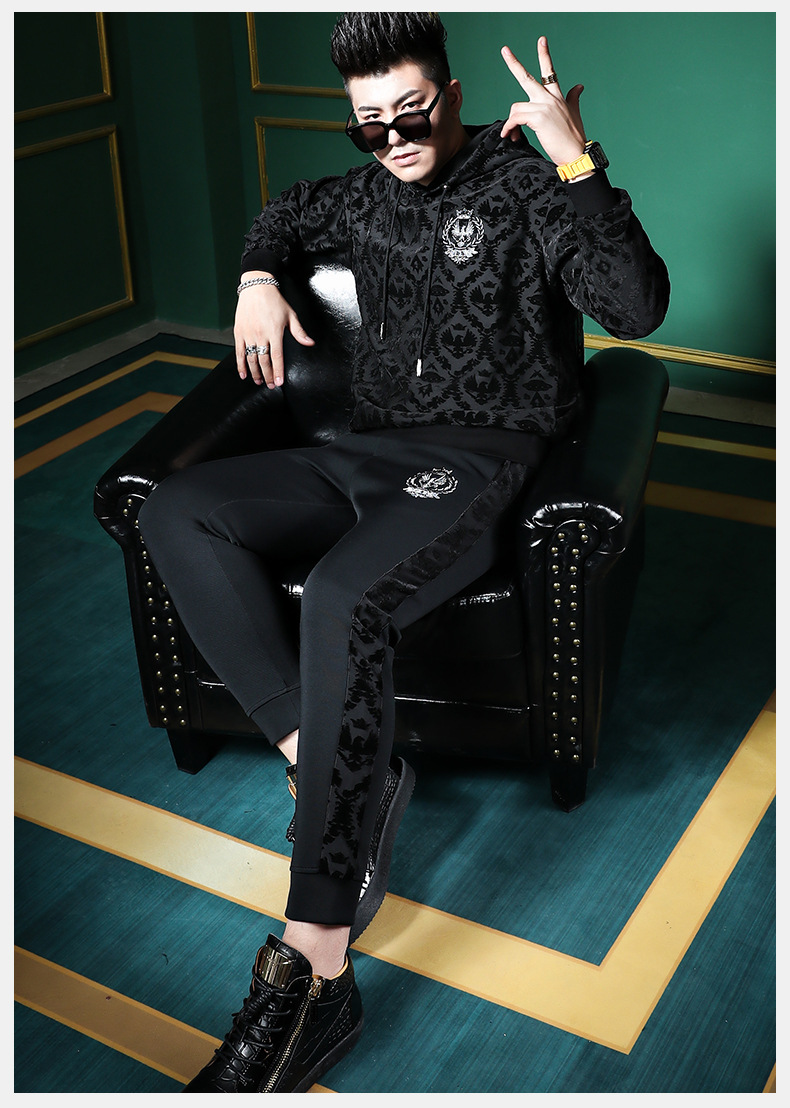 欧货男装套装春季2021新款潮牌街头长袖连帽卫衣休闲男士运动套装