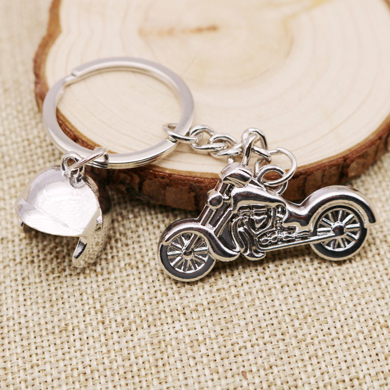 摩托车挂件仿真摩托钥匙扣 纪念品赛车哈雷太子模型 头盔挂饰件