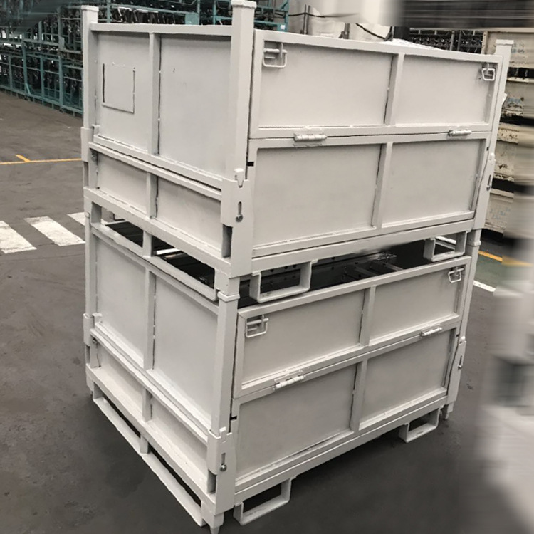厂家供应仓储笼铁箱 金属周转箱 折叠式钢制料箱 可堆式铁板箱