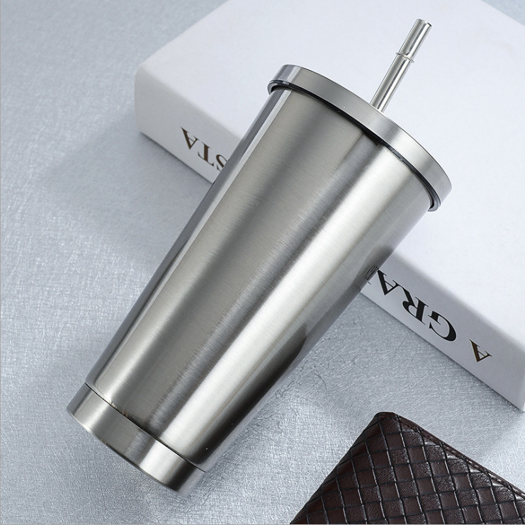 Stainless Steel Vacuum Cup Set Cup with Straw 304 Double Wall Water Bottle Gift Advertising Lettering Logo Star Bar Cup