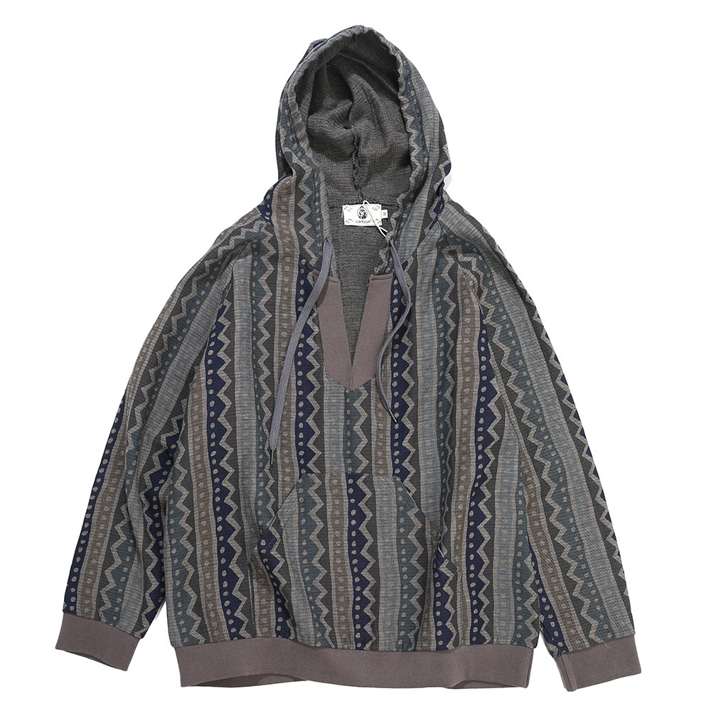 复古民族风图腾满印卫衣男式西海岸欧美潮牌连帽衫潮流宽松套头衫