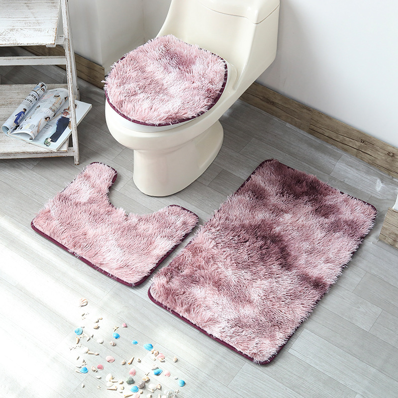 Tie-Dyed Bathroom Toilet Three-Piece Floor Mat Doormat Carpet Floor Mat Japanese and Korean Style Floor Mat
