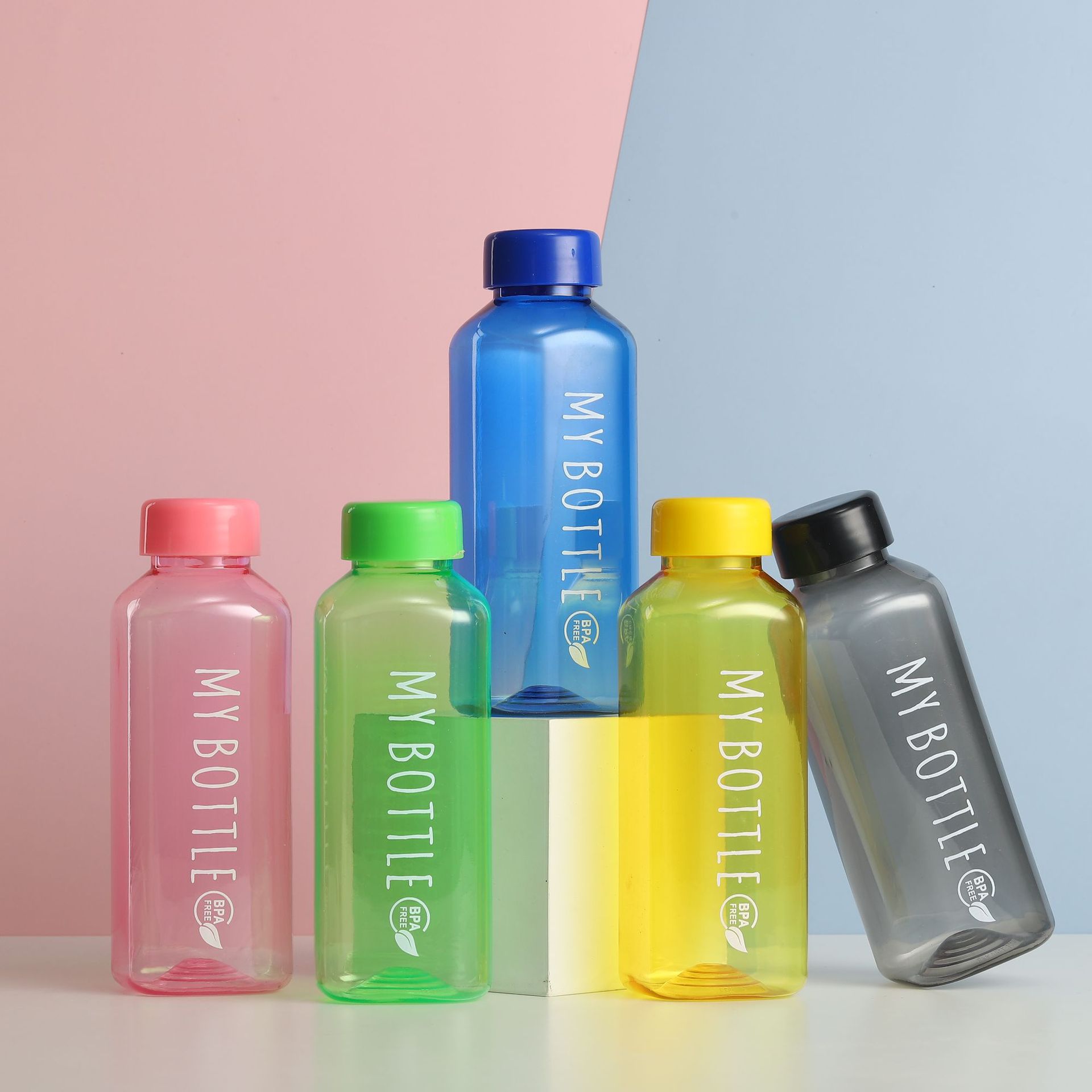 新款环保塑料水杯带杯套pc材质纯色塑料杯家用耐热塑料水杯批发