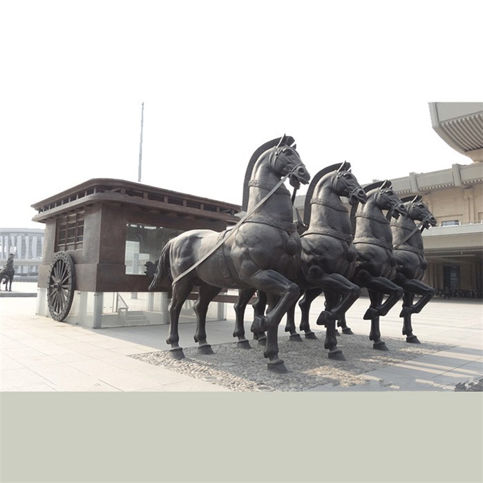 纯铜天子驾六铜马雕塑青铜器仿古摆件六马拉车家装饰品铜马车