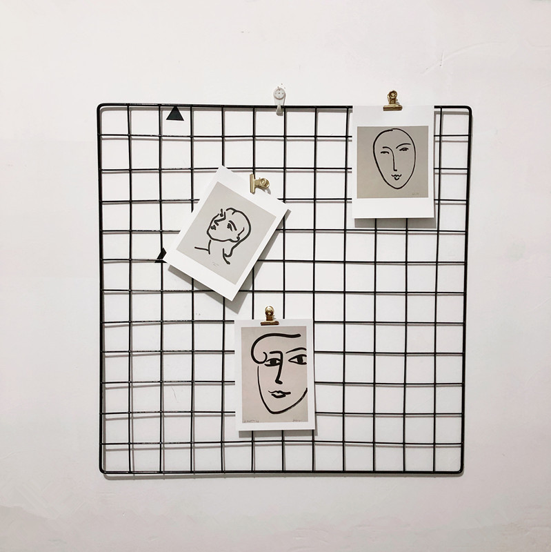 ins北欧风黑色照片墙铁网格房间宿舍墙面装饰网红拍照背景布置