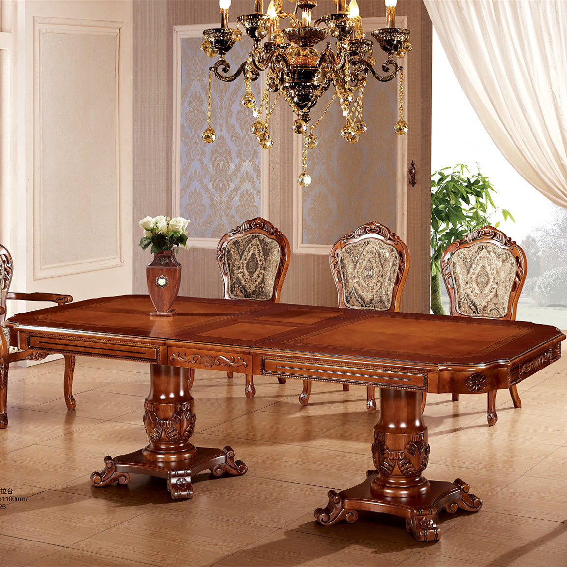 厂家批发欧式实木长餐桌 超豪华西餐厅拉伸桌子可定制长度10-20人
