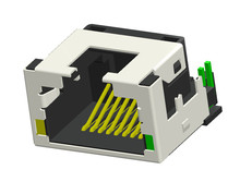 超薄RJ45插座，RJ45带灯超薄，口朝下，沉板 H9.8, 板上高度4.1