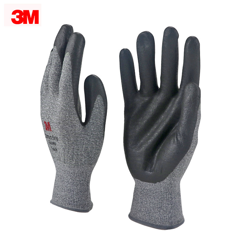 3m舒适型劳保手套触屏耐磨带胶防滑薄款透气丁腈涂掌工业防护手套