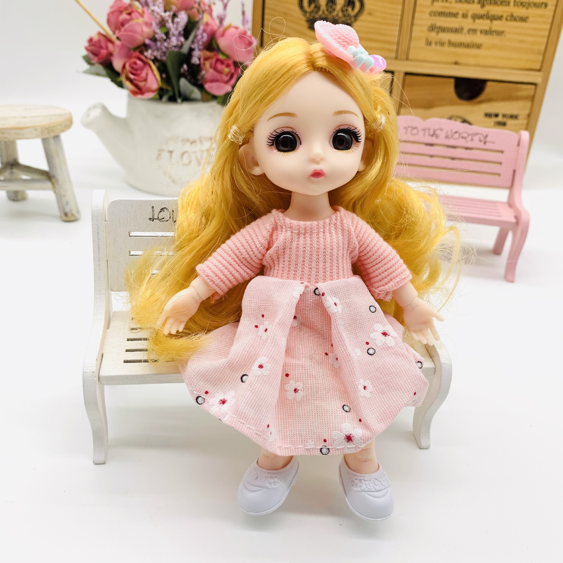 网红女孩可换装16厘米活动关节娃娃公仔过家家摆件六一儿童节礼品