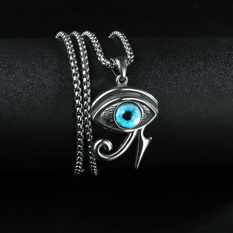 恶魔之眼项链男潮人钛钢鲁斯之眼吊坠个性嘻哈挂件毛衣链欧美挂坠