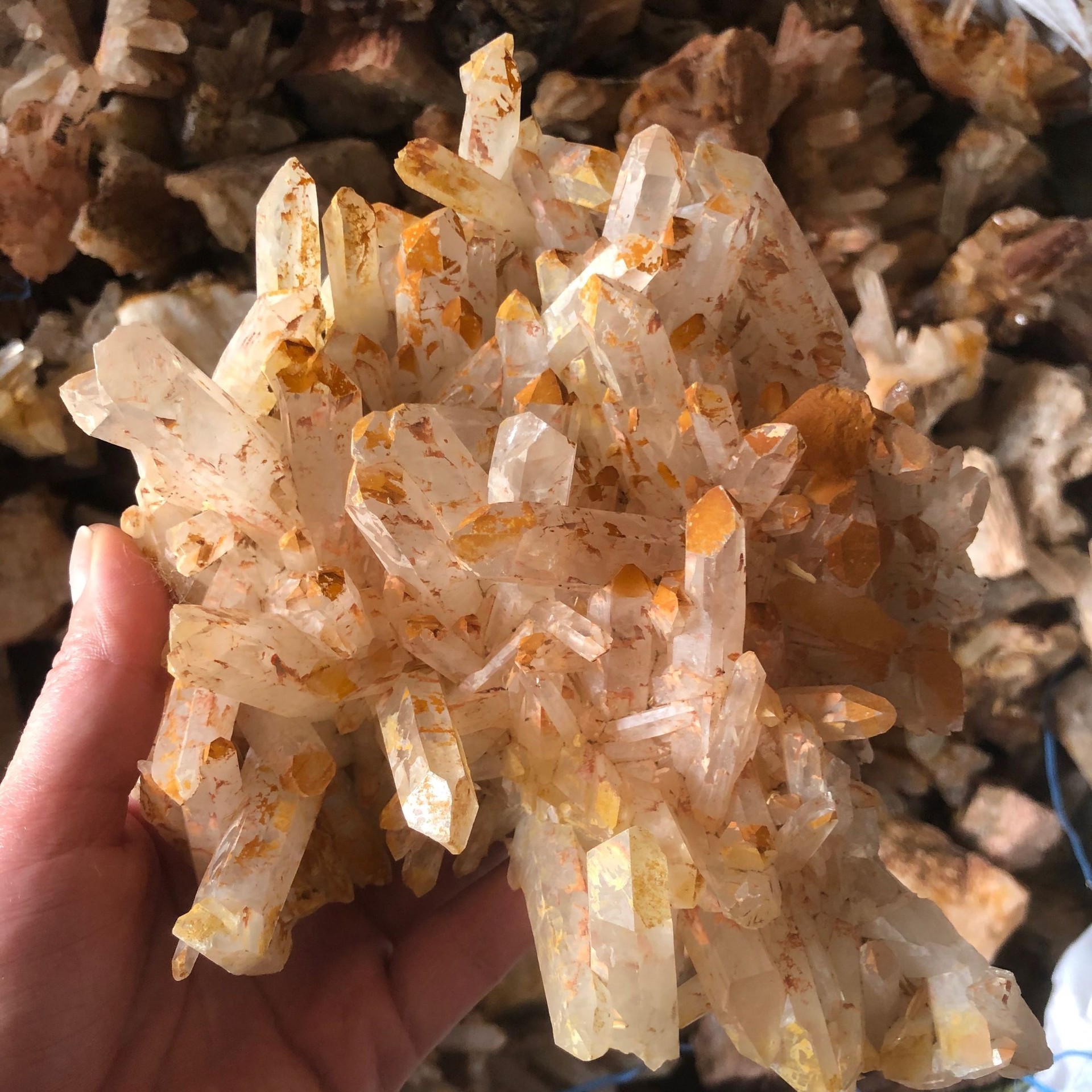 电镀白水晶柱水晶簇 紫蓝粉绿多色镀彩水晶柱晶摆件