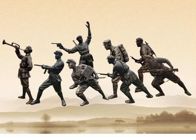 玻璃钢雕塑定制八路军人物雕像仿铜红军雕塑质量保障