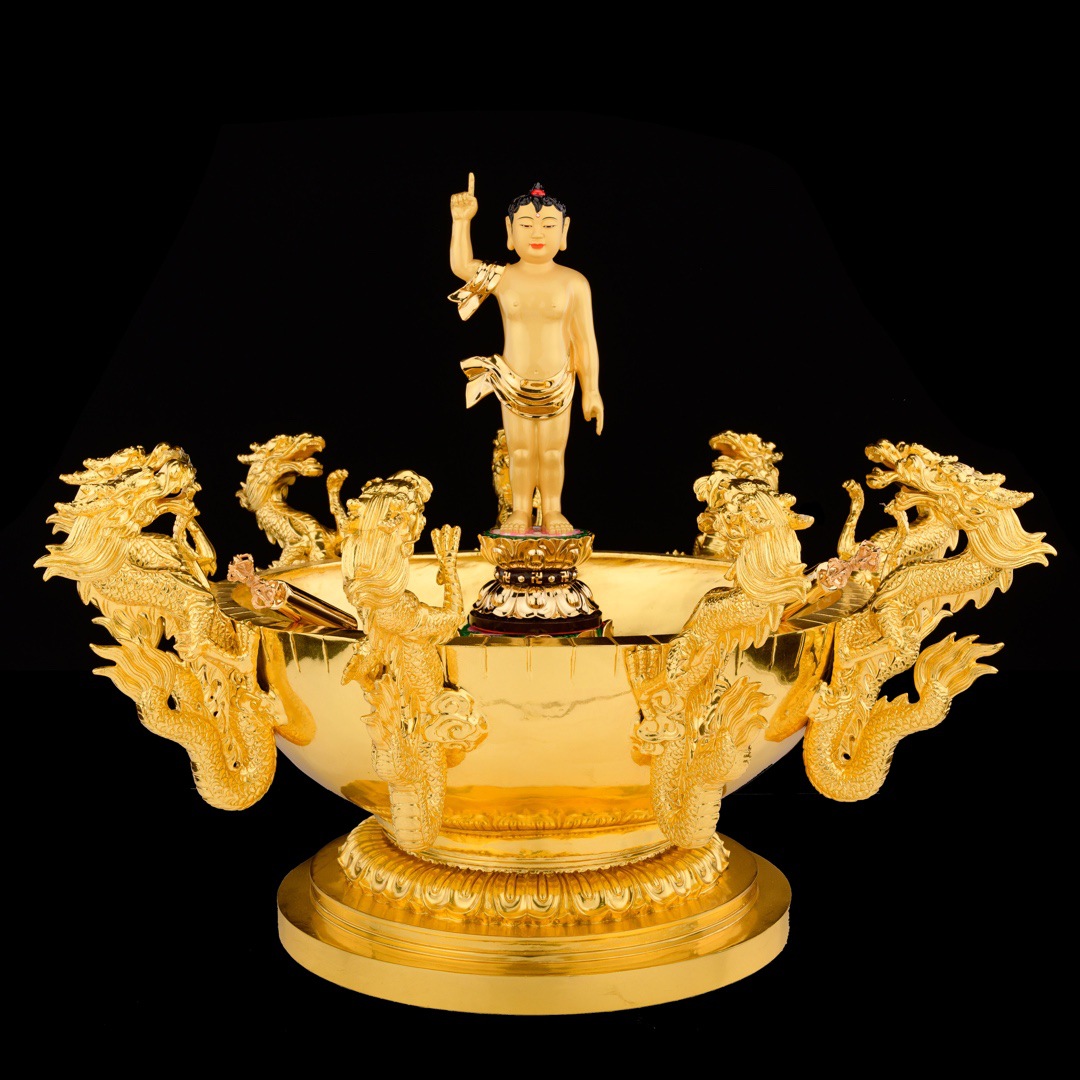 九龙浴盆 全铜 贴金 浴佛节用品