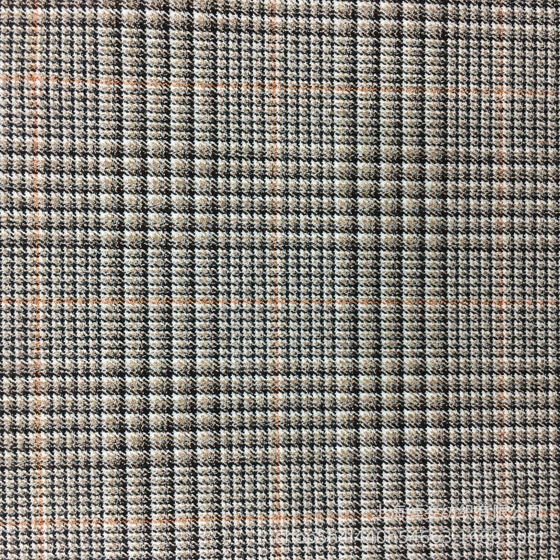 厂家供应亮丝格子 金丝格子面料 格子布 西装面料 时装面料