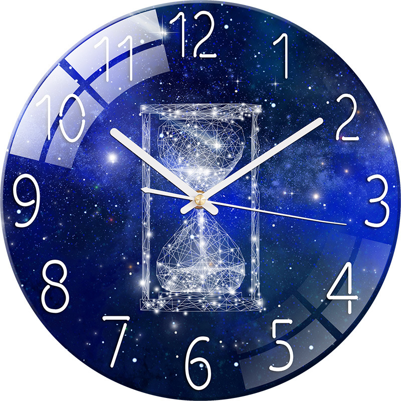 Customizable Tempered Glass Clock Wall Clock Living Room Home Clock Bedroom Noiseless European Quartz Clock Creative Pocket Watch