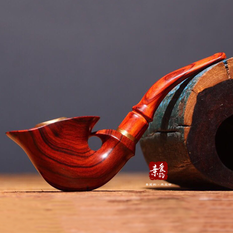 印度小叶紫檀木烟斗 中式实木男士过滤型烟具创意手工木质工艺品