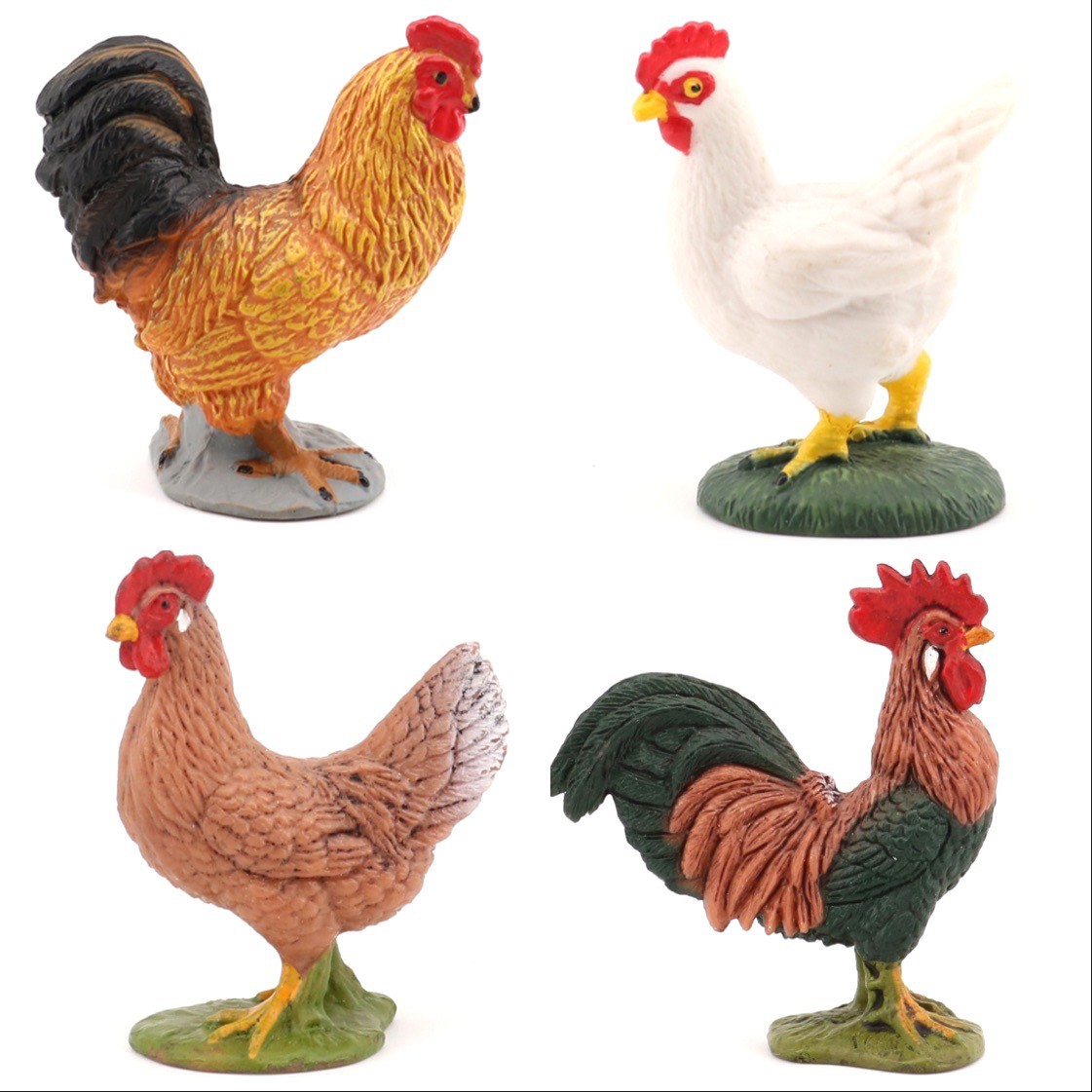 跨境仿真动物家禽模型母鸡公鸡白公鸡黄母鸡玩具动物塑料实心模型