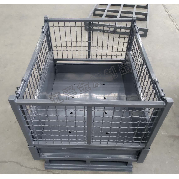 工厂直销 折叠铁箱 加轮子金属周转箱 仓储笼折叠网箱 金属铁框