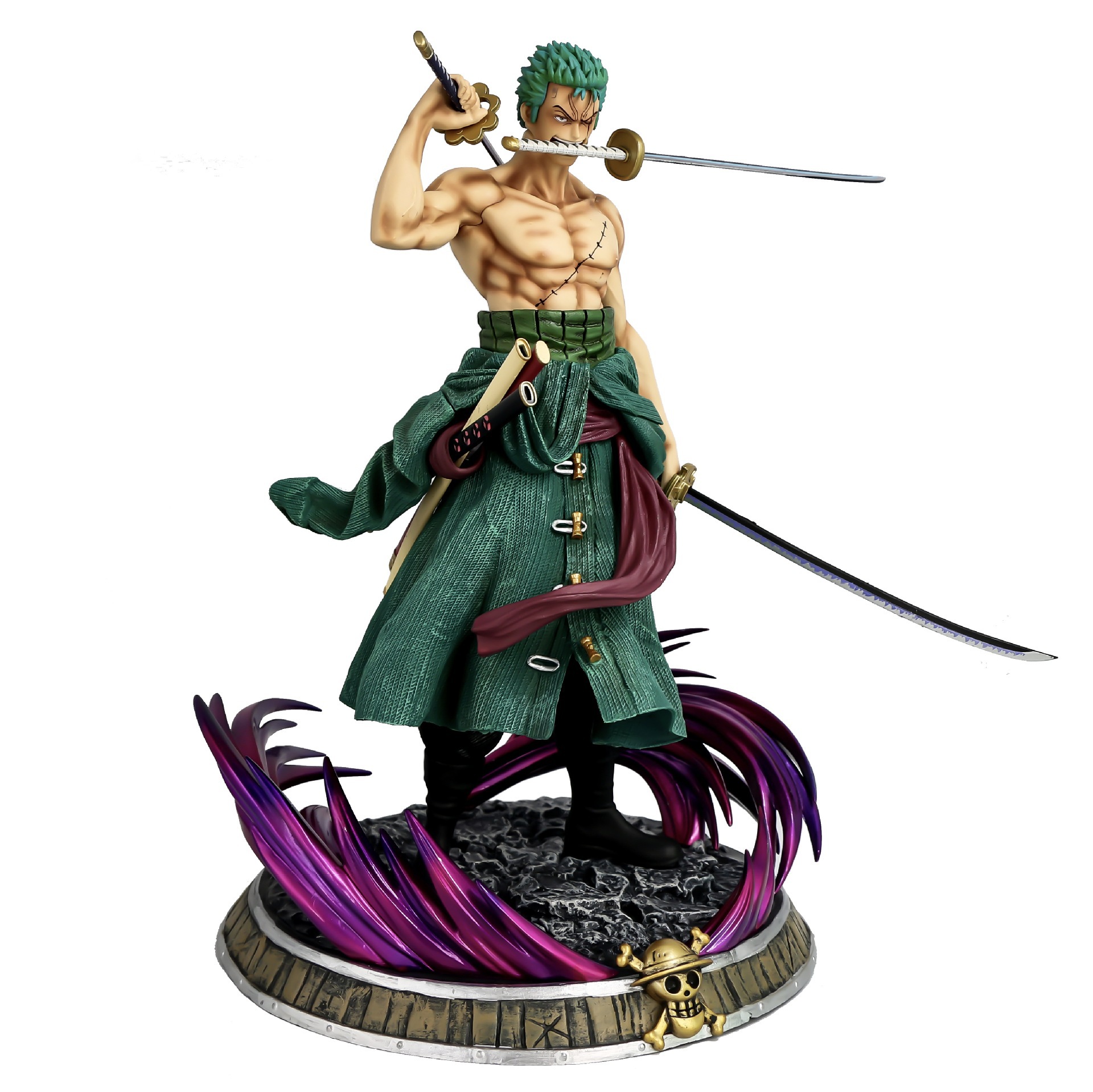 海贼gk 梦幻索隆 可换头 双头雕像 站姿扛刀 三刀流索隆手办模型