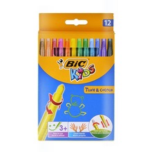 比克(BIC)儿童彩色蜡笔小学生绘画笔幼儿园水彩笔不粘手多彩蜡笔