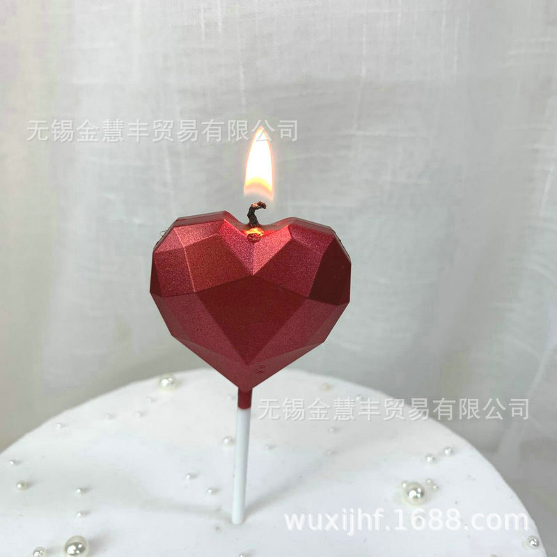 歌剧院吸塑心形蜡烛 生日蛋糕蜡烛 浪漫爱心无烟蜡烛唯美创意心型