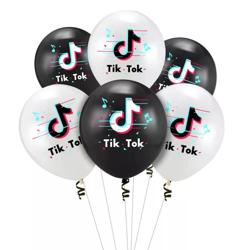 亚马逊爆款tiktok抖音主题派对音符音乐 抖音气球 12英寸乳胶气球