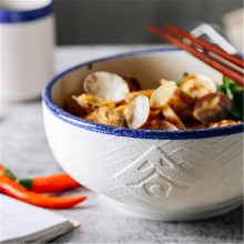日式圆碗 简约  手绘6英寸陶瓷个性拉面碗家用面馆大碗汤碗餐厅碗